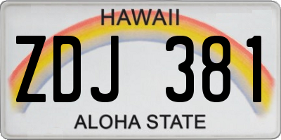HI license plate ZDJ381