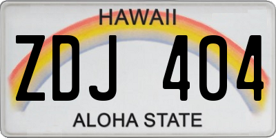 HI license plate ZDJ404