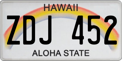 HI license plate ZDJ452