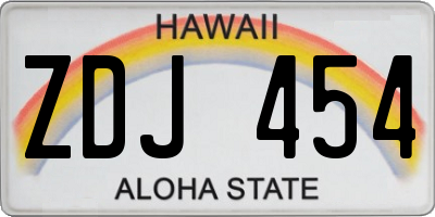 HI license plate ZDJ454
