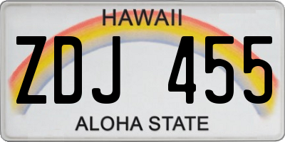HI license plate ZDJ455