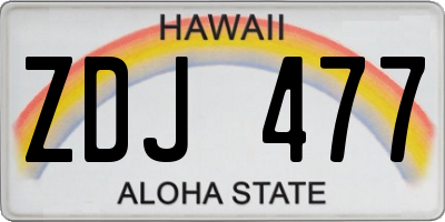 HI license plate ZDJ477