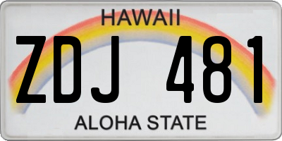 HI license plate ZDJ481