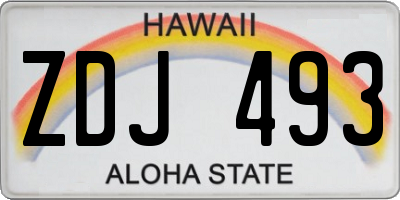 HI license plate ZDJ493