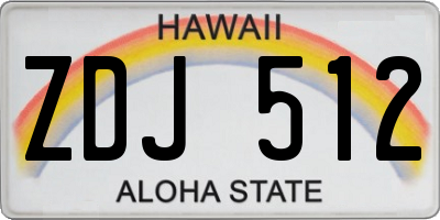 HI license plate ZDJ512