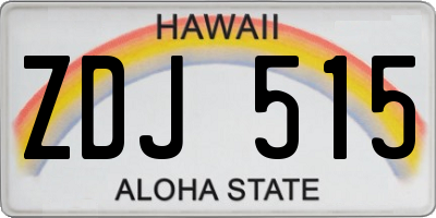 HI license plate ZDJ515