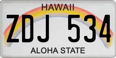HI license plate ZDJ534