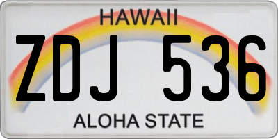 HI license plate ZDJ536