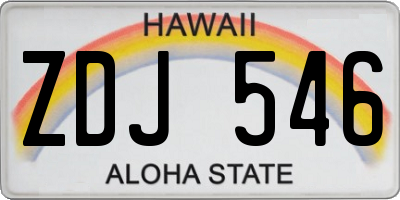 HI license plate ZDJ546