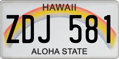 HI license plate ZDJ581