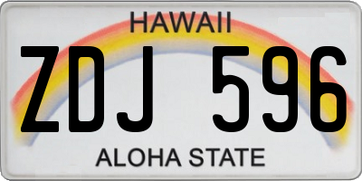 HI license plate ZDJ596