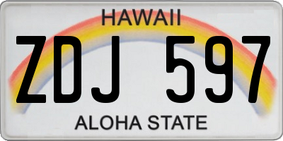 HI license plate ZDJ597
