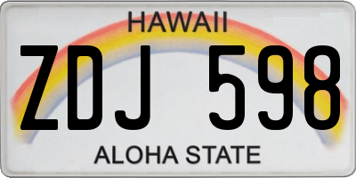 HI license plate ZDJ598