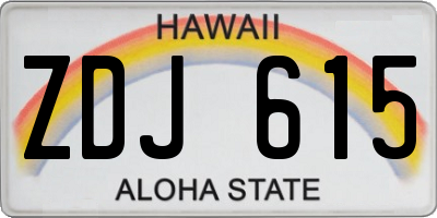 HI license plate ZDJ615