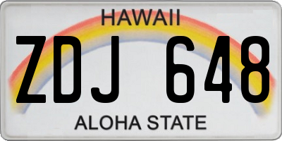 HI license plate ZDJ648