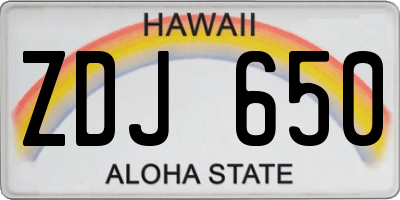 HI license plate ZDJ650