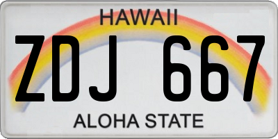 HI license plate ZDJ667