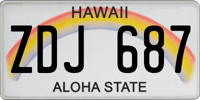 HI license plate ZDJ687