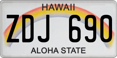 HI license plate ZDJ690