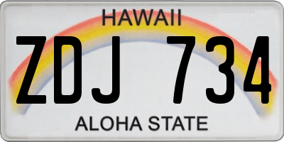 HI license plate ZDJ734