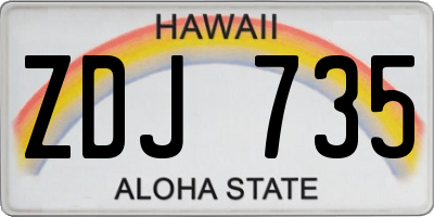 HI license plate ZDJ735