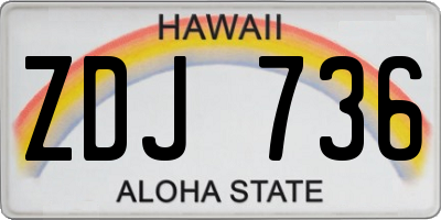 HI license plate ZDJ736