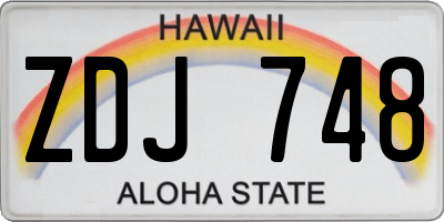 HI license plate ZDJ748