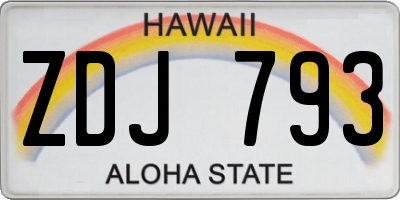 HI license plate ZDJ793