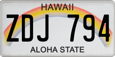 HI license plate ZDJ794