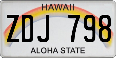 HI license plate ZDJ798