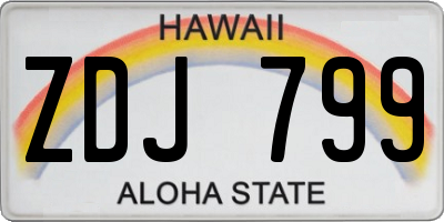 HI license plate ZDJ799