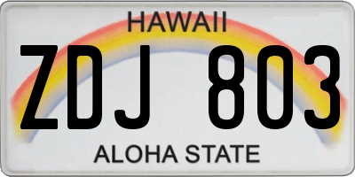 HI license plate ZDJ803