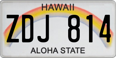 HI license plate ZDJ814