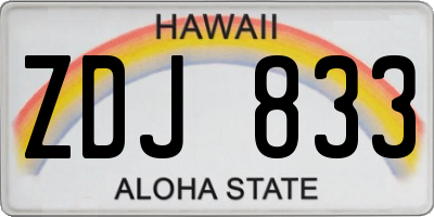 HI license plate ZDJ833