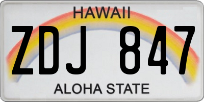 HI license plate ZDJ847