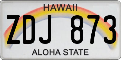 HI license plate ZDJ873