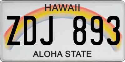 HI license plate ZDJ893