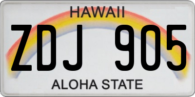 HI license plate ZDJ905