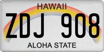 HI license plate ZDJ908