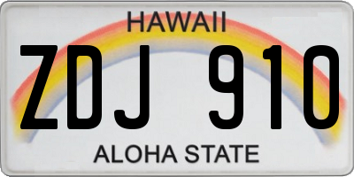 HI license plate ZDJ910