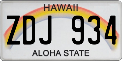 HI license plate ZDJ934