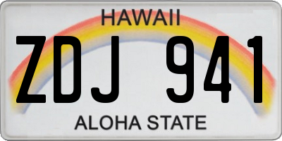 HI license plate ZDJ941
