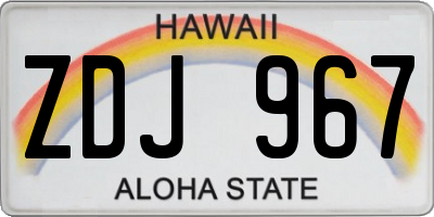 HI license plate ZDJ967