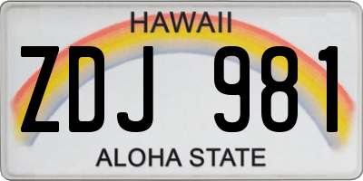 HI license plate ZDJ981