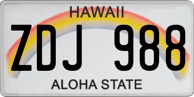 HI license plate ZDJ988