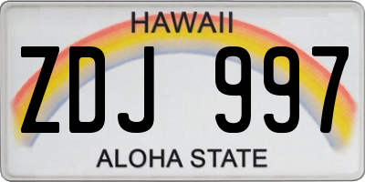 HI license plate ZDJ997