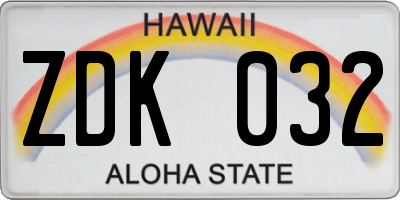 HI license plate ZDK032