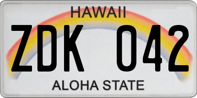 HI license plate ZDK042