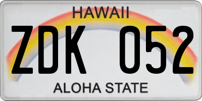 HI license plate ZDK052