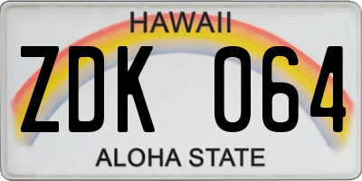 HI license plate ZDK064